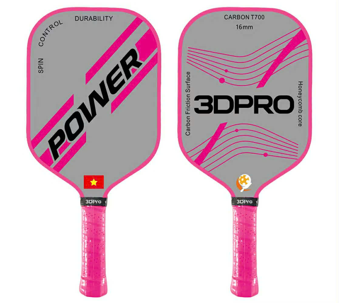 3DPRO POWER 16mm - Vợt pickleball carbon T700 cho người chơi công